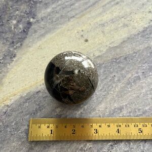 Natural Crystal Stone Polished Black Volcano Agate Ball Sphere 9oz Healing Power